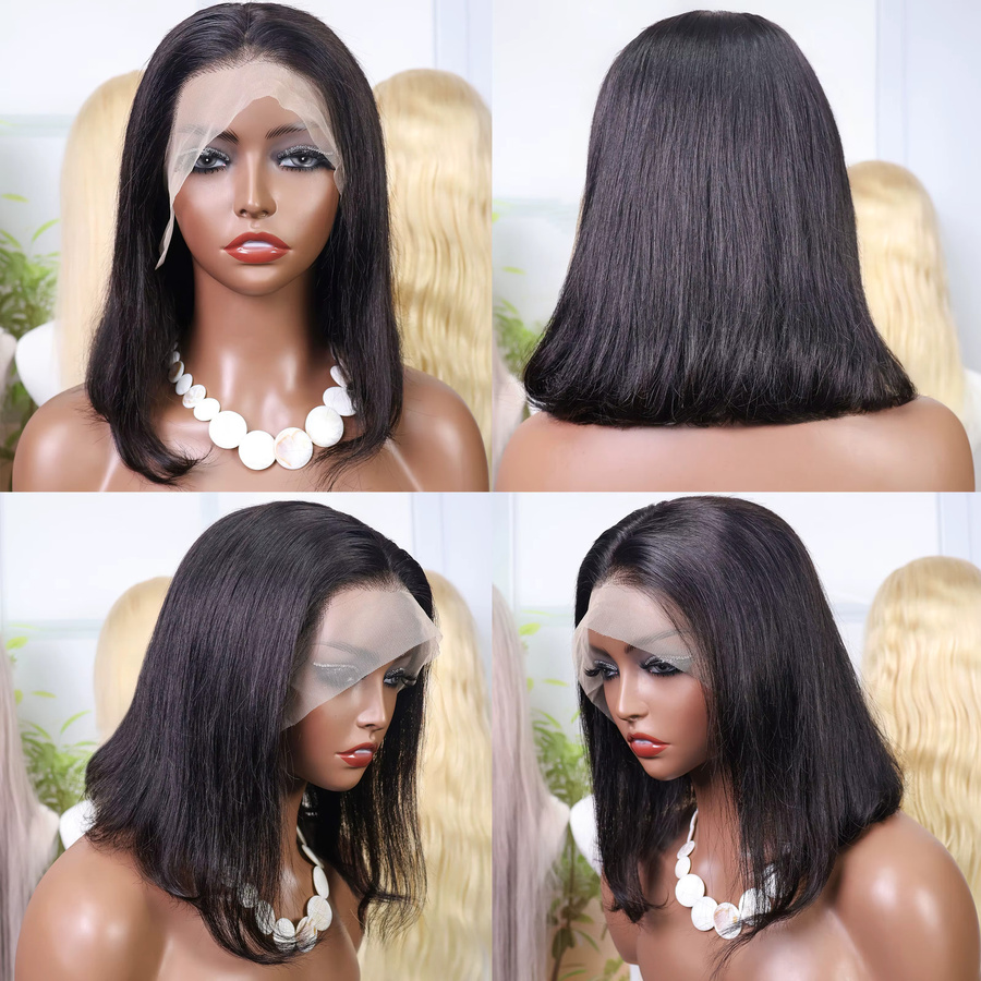 Doralia Bob-Perücke, Echthaar, Lace-Front, 35,6 cm, Natürliches Schwarz - Bild 5