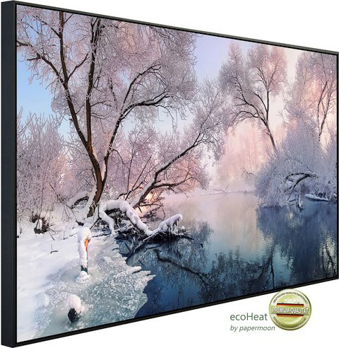 papermoon EcoHeat Infrarotheizung Fluss in Winterlandschaft mit Matt-Effekt in Bunt, App-Steuerung und Überhitzungsschutz, B/H/T: 60 x 50 x 60 cm - Bild 1