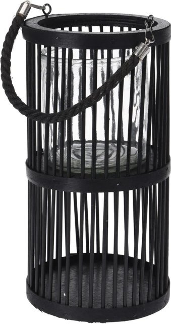 Laterne aus Bambus in Schwarz, Höhe: 30 cm, Durchmesser: 16 cm - Bild 1