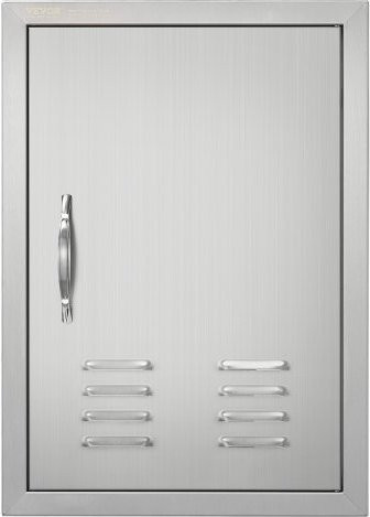 VEVOR Grill-Zugangstür aus Edelstahl für Grillstationen und Außenküchen, flächenbündig montiert, mit Griff, Lüftungsschlitzen und Haken, B/H: 61 x 43,1 cm - Bild 1