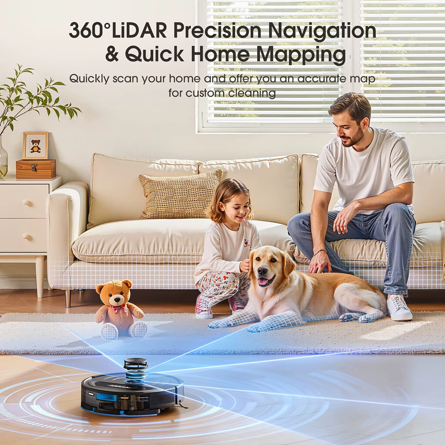Lubluelu L20 Ultra 3-in-1 Roboter-Staubsauger und Wischroboter in Schwarz mit 6000Pa Saugkraft, 120 Minuten Akkulaufzeit und präziser Navigation für Tierhaare und Hartböden - Bild 2