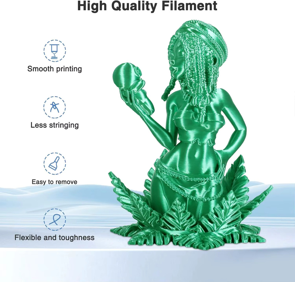 MANLANG Seiden-PLA-Filament 1,75mm für FDM 3D-Drucker in Silber und Grün - Bild 4