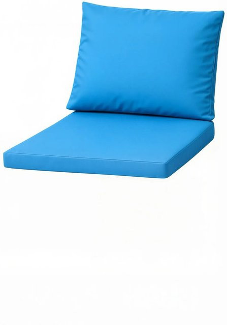 Setgarden Mix 6er Set Sitzkissen für Polyrattan Sessel in Blau mit abnehmbarem Bezug, Sitzkissen B: 50 cm, T: 52 cm, H: 7 cm und Rückenlehne B: 50 cm, H: 56 cm - Bild 1