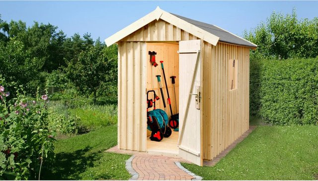 Weka Holz-Gartenhaus Schwedenhaus in Elementbauweise mit Satteldach, Farbe Braun, B/T: 162 x 168 cm - Bild 1