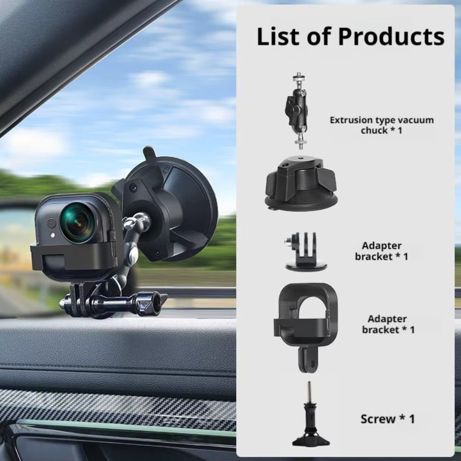 Shadow Stone Kamera-Befestigungshalterung für Insta360 Go mit Auto-Saugnapf in Schwarz - Bild 5