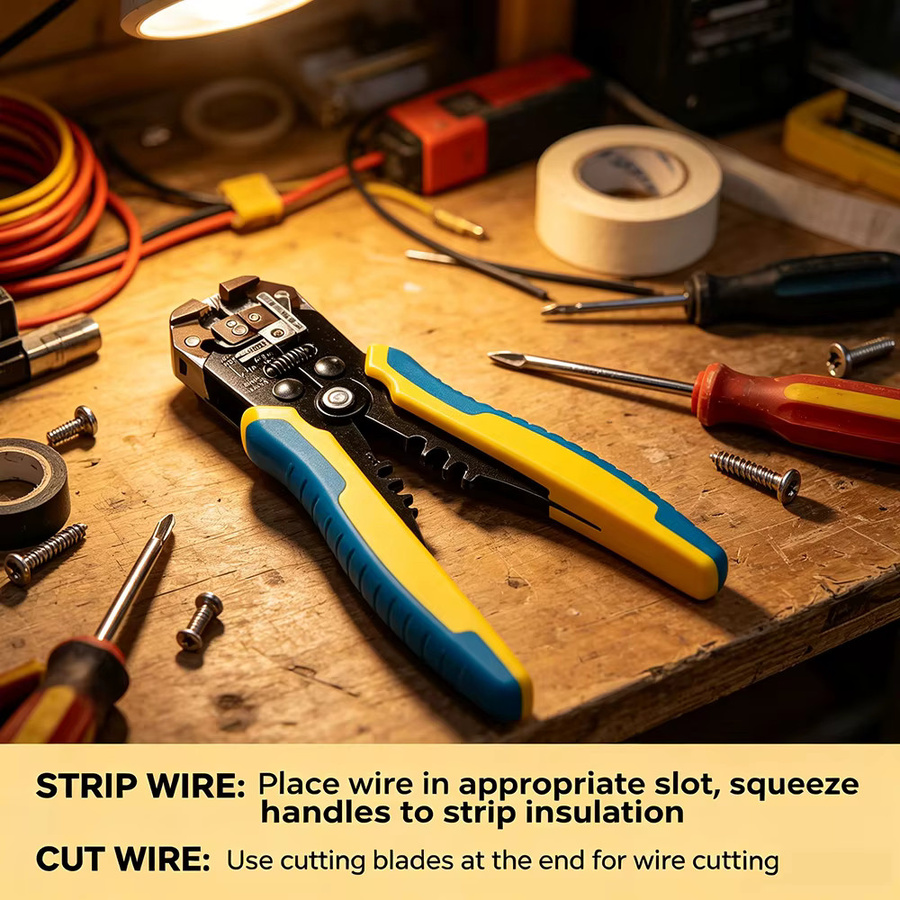 WOZOBUY Professionelle Elektriker-Kabelzange in Grün: Automatisches Abisolier- und Crimpwerkzeug für Kabel und Aderendhülsen - Bild 3