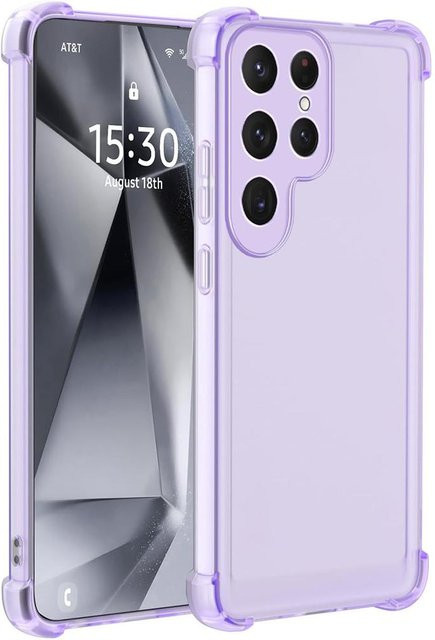 Stoßfeste Silikon-Schutzhülle für Samsung Galaxy S25 S24 S23 S22 S21 FE Ultra in Matt Transparent und Purple - Bild 1