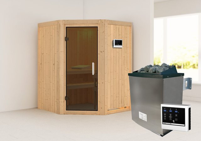 Karibu Sauna Angel Set naturbelassen mit 9kW Ofen - Bild 1