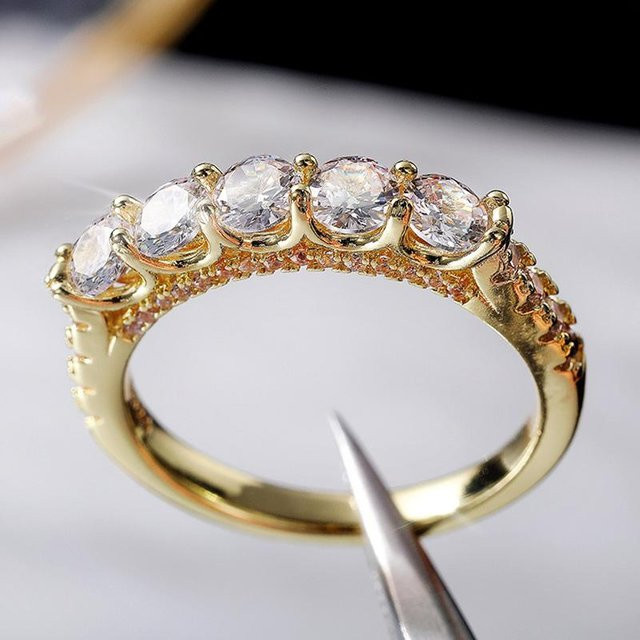 YIRAN Jewelry Ring, Schillernder Kristall CZ Stein, Damen, Grau - Bild 1