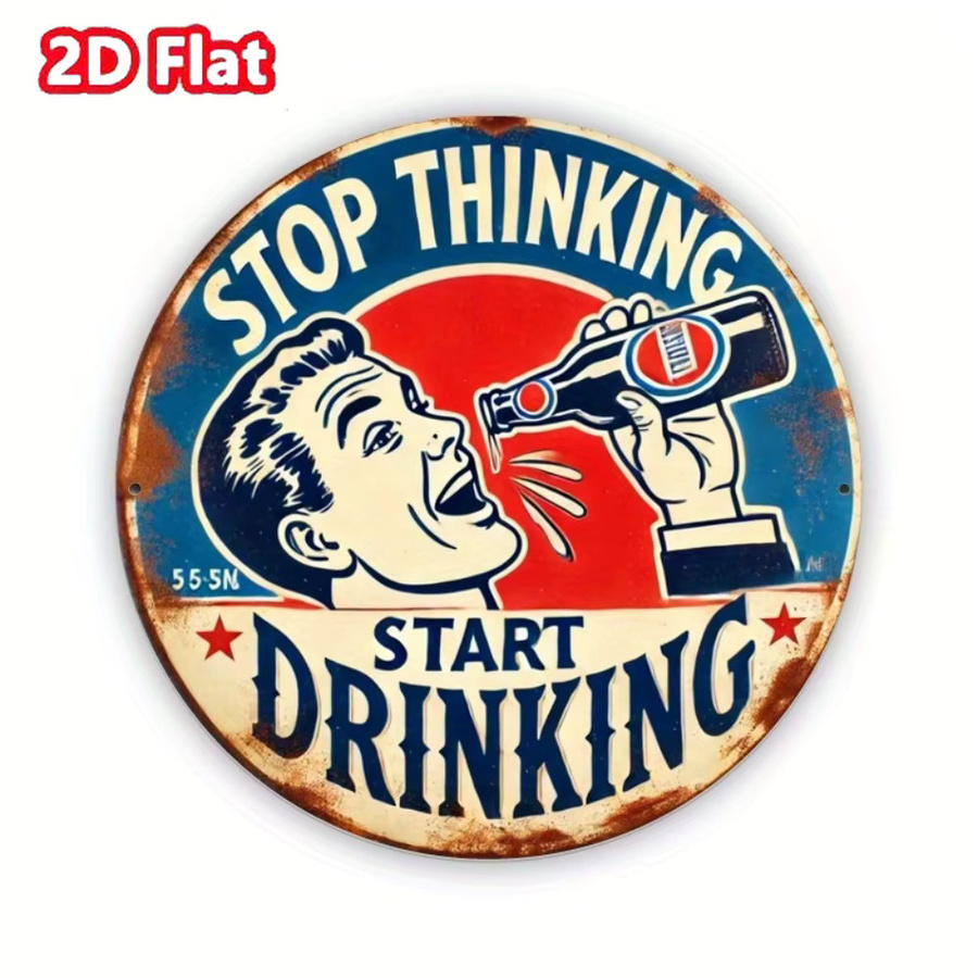 Rundes Metallschild Potdemiel Start Drinking in Multicolour, Durchmesser: 20 cm - Bild 3