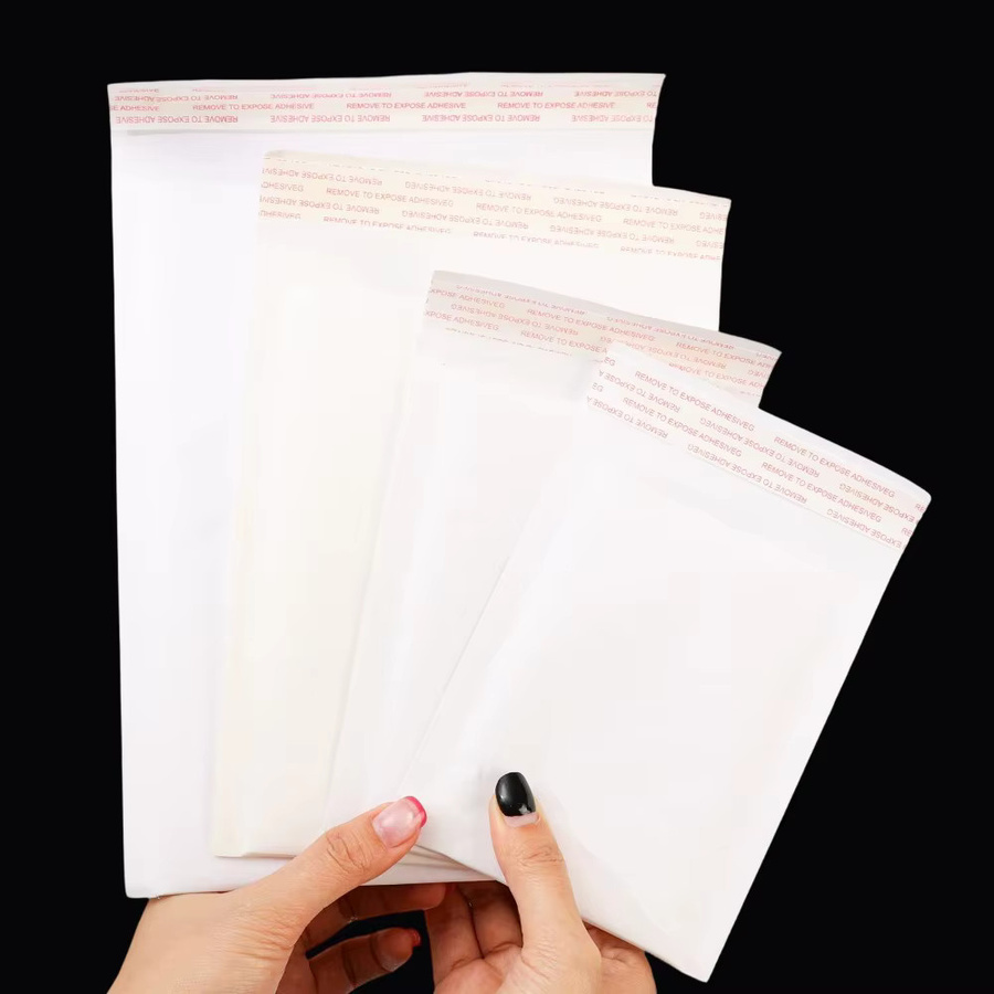 Selbstklebende Luftpolsterversandtaschen aus weißem Kraftpapier mit Schaumstoffpolsterung, 10 Stück - Bild 2