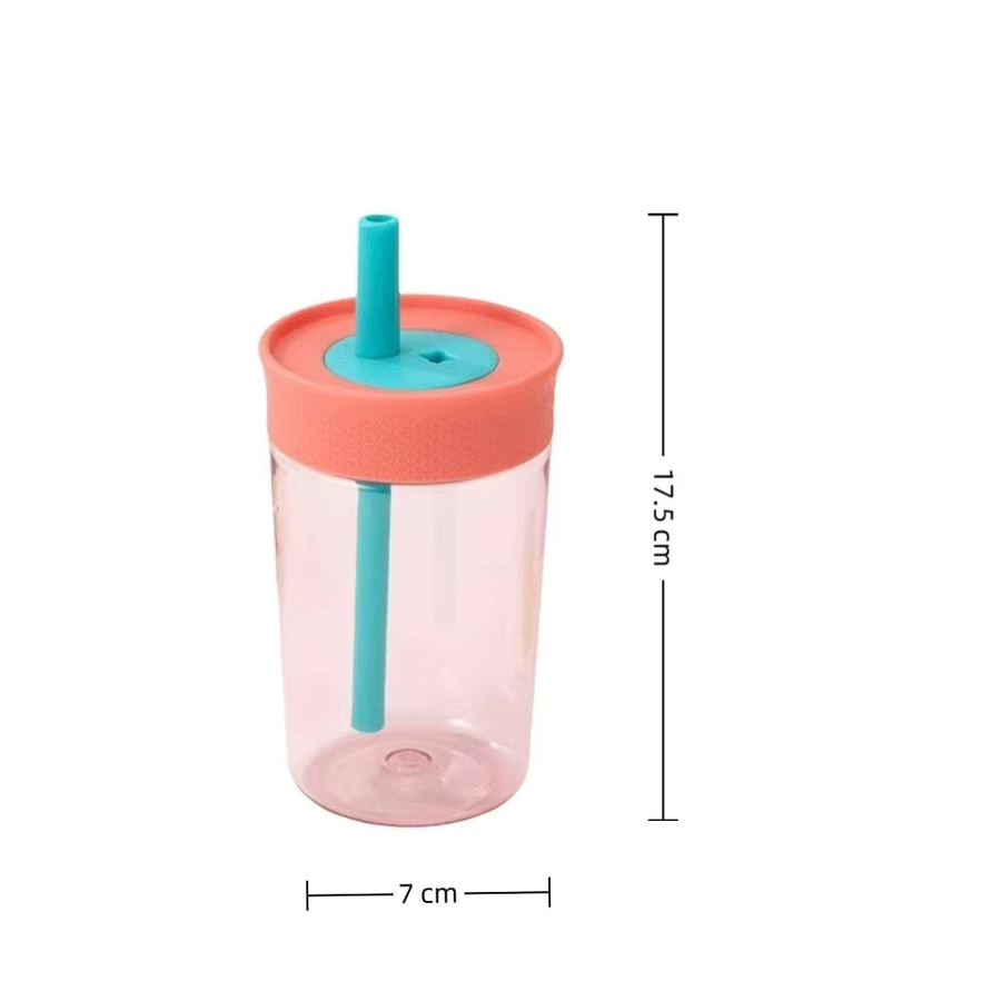 Kompakter tragbarer Strohhalmbecher aus hitzebeständigem Kunststoff in Pink, B/T/H: 17,5 x 7,0 cm - Bild 2
