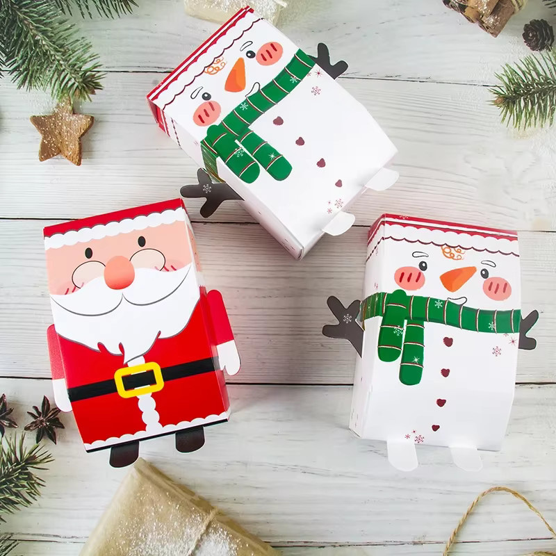 5er Set Weihnachtliche DIY Geschenkboxen aus Papier in Santa Claus Design, bunte Würfelboxen für Süßigkeiten und Kekse zur Weihnachtsdekoration - Bild 4