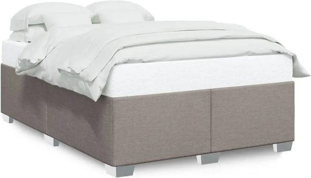 vidaXL Bettgestell aus Stoff und Kiefernholz in Taupe, Breite: 160 cm, Tiefe: 200 cm - Bild 1