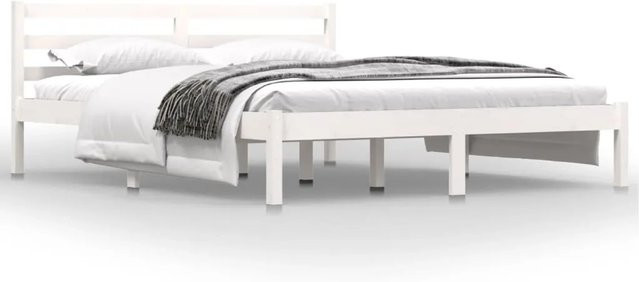 vidaXL Massivholzbett aus Kiefer in Weiß, B/T/H: 150 x 200 x 89,5 cm (King Size) - Bild 1