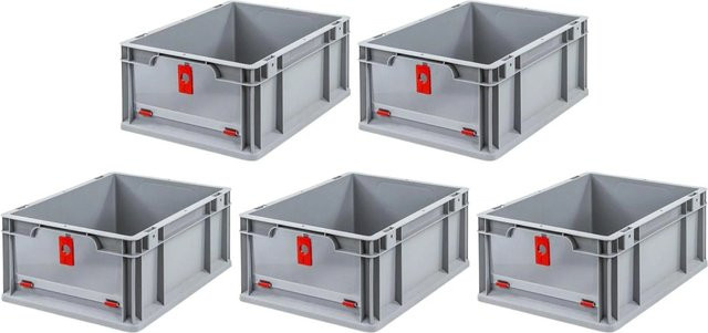 PROREGAL SparSet 5x Eurobox NextGen Insight Cover Eurobehälter Transportbox, Farbe: Rot, H x B x T: 17 x 30 x 40 cm, 16 Liter - Bild 1