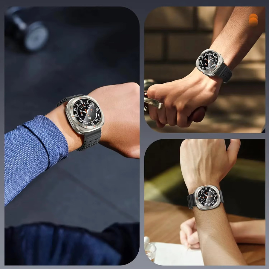 3-in-1-Metallgehäuse für Samsung Galaxy Watch Ultra, Displayschutzfolie, 47 mm, Edelstahl, Schwarz, Unisex - Bild 5