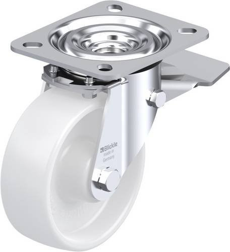 Blickle Lenkrolle L-PPN 100R-ST mit Feststeller, Rad-Durchmesser: 100 mm, Tragfähigkeit: 160 kg, Farbe: Weiß - Bild 1