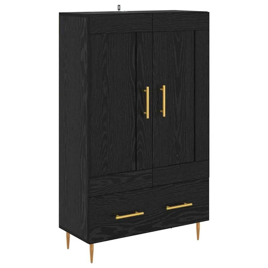 vidaXL Highboard in Schwarz und Eichen-Optik mit Türen und Schubladen, B/T/H: 69,5 x 31 x 115 cm - Bild 2