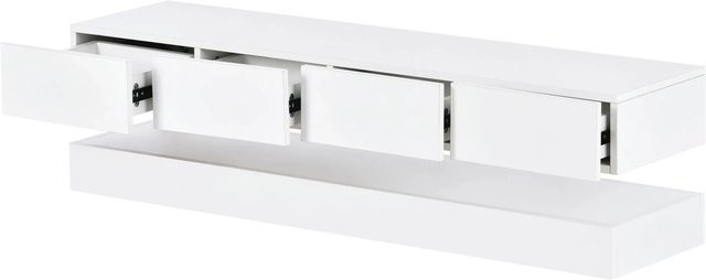 okwish TV Schrank mit LED Wandmontage in Weiß, B/T/H: 130 x 33 x 15 cm - Bild 1