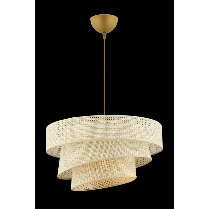 Opviq Pendelleuchte Couper in Creme und Beige aus Baumwolle und Metall, E27, B/T/H: 40 x 40 x 72 cm - Bild 2