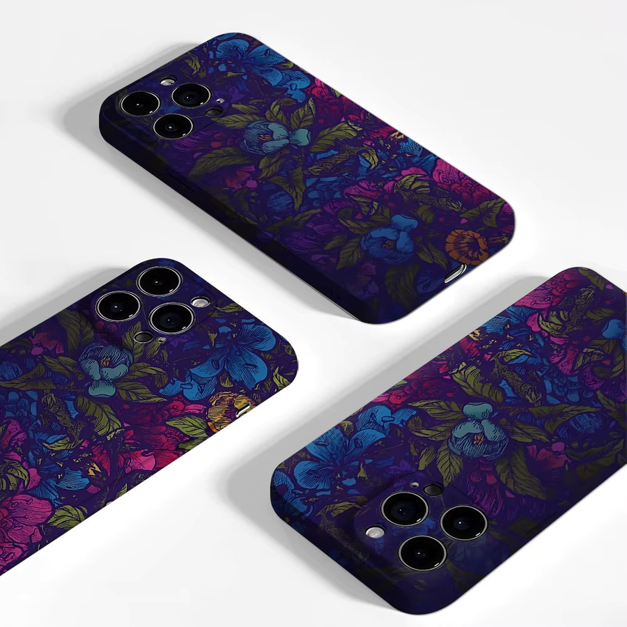 Aurea Case Matte Bumper MagSafe kompatible iPhone Hülle mit dunkler Blumen-Gravur in Multicolour - Bild 4