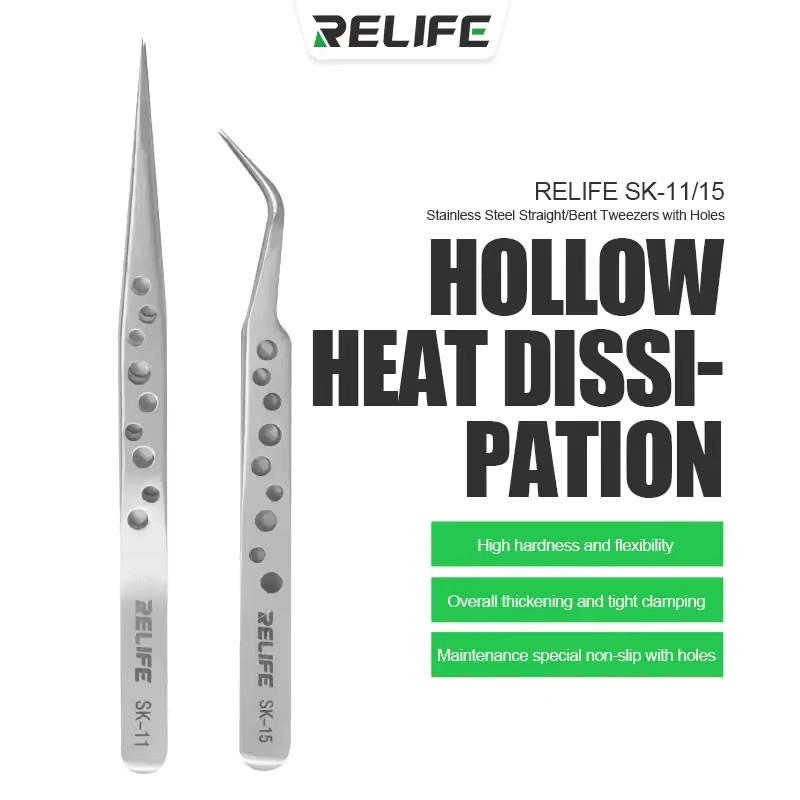 RELIFE SK-11/SK-15 Universelle antistatische Präzisionspinzette in Silber für die Reparatur von Mobiltelefonen und Motherboard-Chips - Bild 2