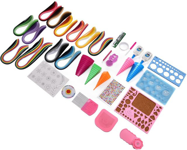 GoolRC Papierquilling-Set mit gequilltem Papier und Pinzette in Multicolour für Anfänger und Kinder - Bild 1