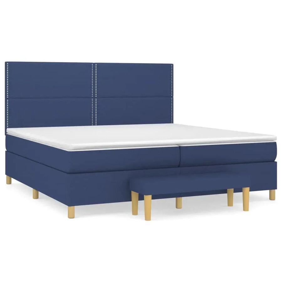 vidaXL Boxspringbett Hybrid mit Matratze Blau/Weiß B/T/H: 200 x 200 x 128 cm - Bild 2