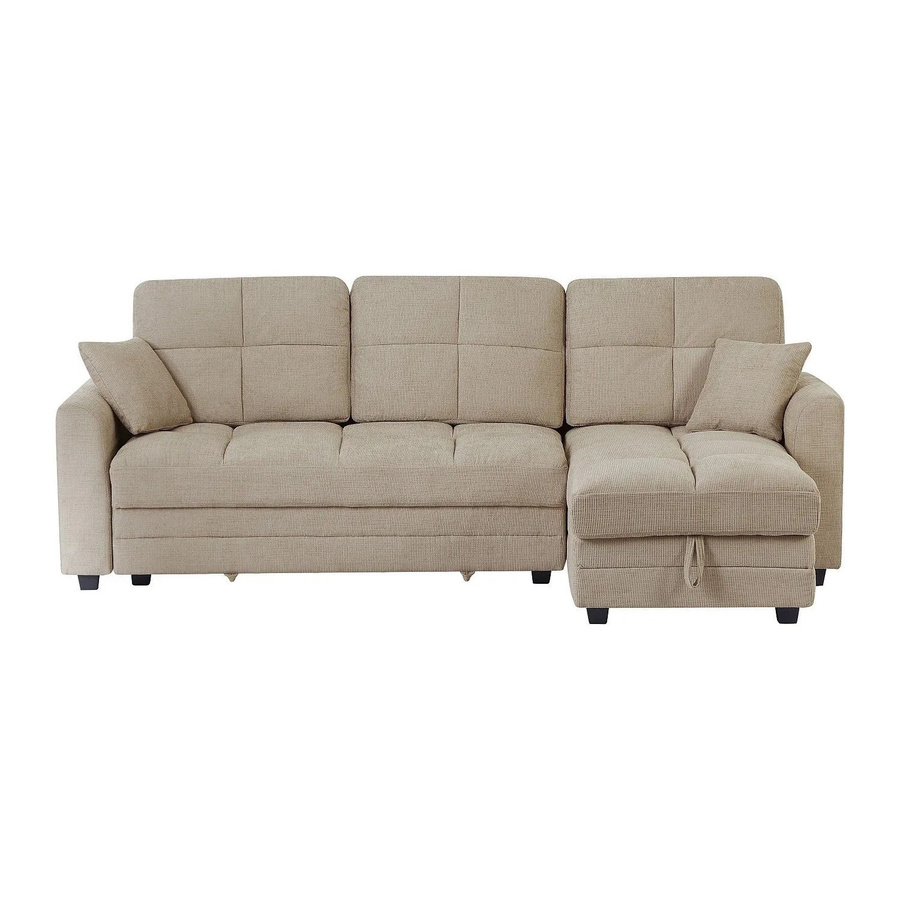 Vente-unique Schlafsofa Lumario in Beige mit L-Form und ausziehbarer Schublade aus Chenille-Stoff, Breite: 260 cm - Bild 2