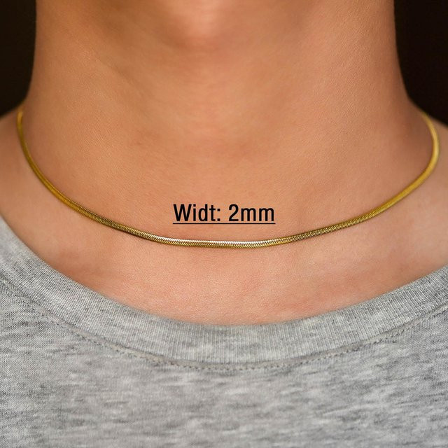 YULIN Halskette Edelstahl, Fischgrätenkette, Gold, 66 cm, Unisex - Bild 1