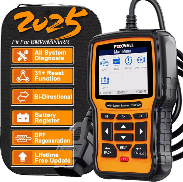 Foxwell NT510 Elite OBD2 Diagnose-Scanner für BMW in Schwarz mit ABS, SRS, DPF und TPMS Funktionen - Bild 1