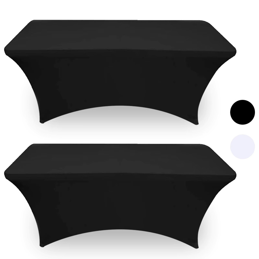 Hptmus Spandex-Tischdecke für rechteckige Klapptische, Schwarz, knitterfrei, 180 x 76 cm - Bild 5