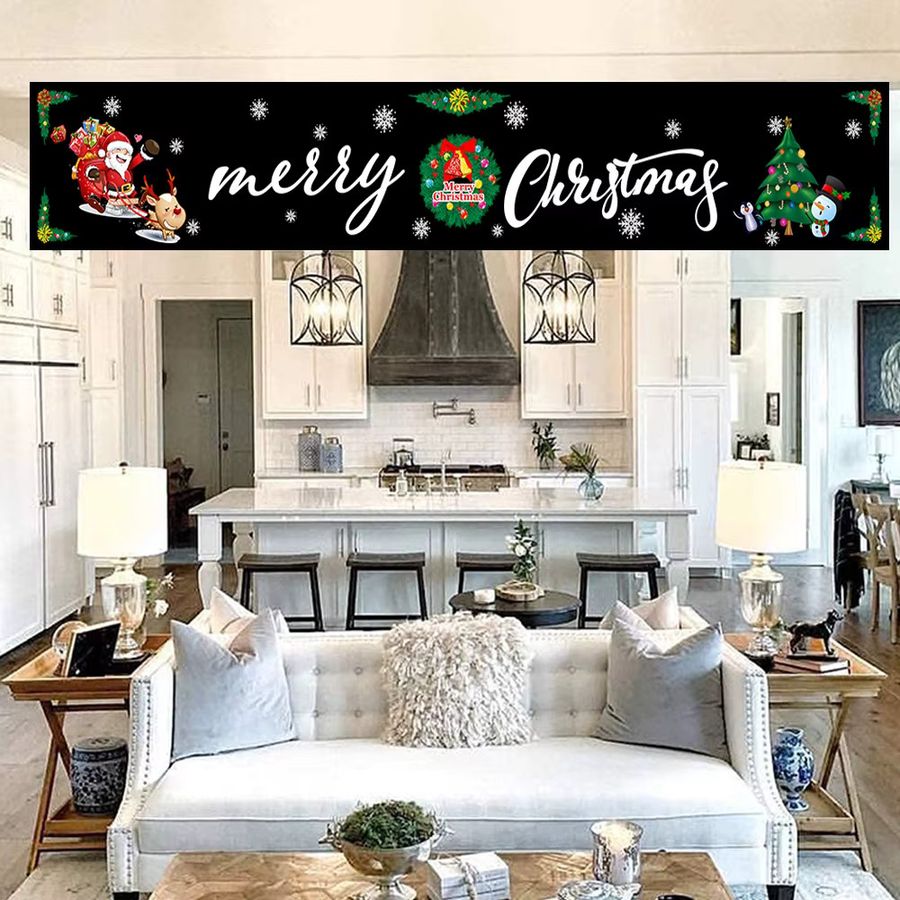 Runtowo Weihnachts-Outdoor-Banner mit Weihnachtsmann für Weihnachten und Neujahr, mehrfarbig - Bild 2