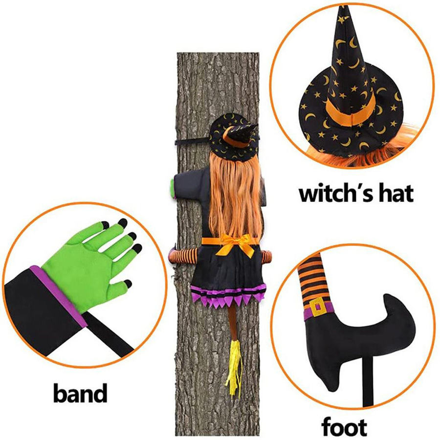 Tooarts Hexendekoration für Halloween in Violett mit Stern- und Monddruck aus Nylonstoff - Bild 6