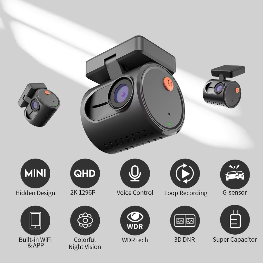 KAWA Dash Cam MINI 3 2K Dash Kamera für Autos mit WiFi, Sprachsteuerung und Nachtsicht in Schwarz - Bild 5