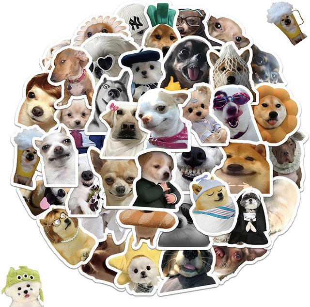 60 Stück Wasserdichte Hunde Cartoon Meme Aufkleber in Multicolour für Laptop, Notebook und Helm von BulingBulingStickers Shop - Bild 1