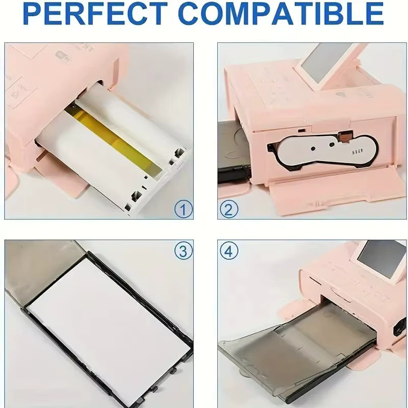 Fotopapier-Set mit 3-Farben-Tintenkassette kompatibel mit Canon Selphy CP1300 CP1500 CP1200 KP-108IN, 108 Blatt, Format: 10 x 15 cm - Bild 4