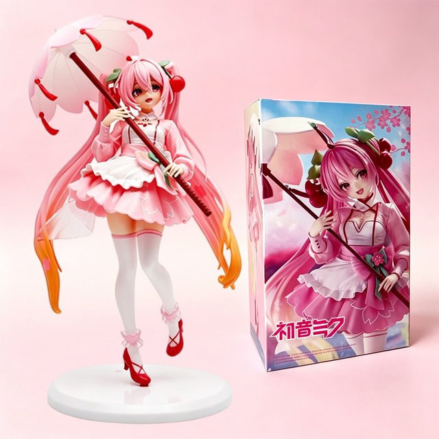 Bandai Hatsune Anime-Figur, Stehende Pose Regenschirm Kirschblüte, Einzelfigur - Bild 1