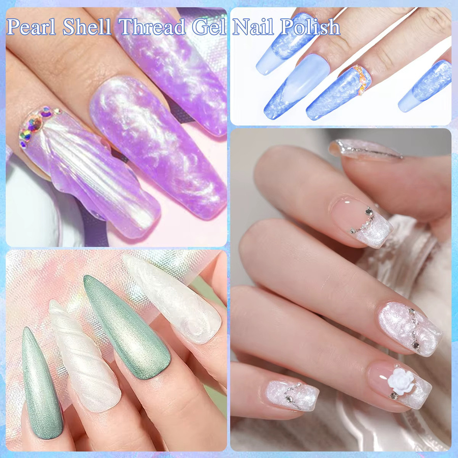 Shell Line Gel-Nagellack-Set Aurora Colorful Flash, Weiß-Rosa-Lila, schimmernd - Bild 5