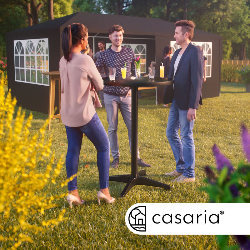CASARIA 2er-Set Stehtische aus Aluminium und Edelstahl in Schwarz, höhenverstellbar und klappbar, Durchmesser: 60 cm, Höhe: 70 bis 115 cm - Bild 2