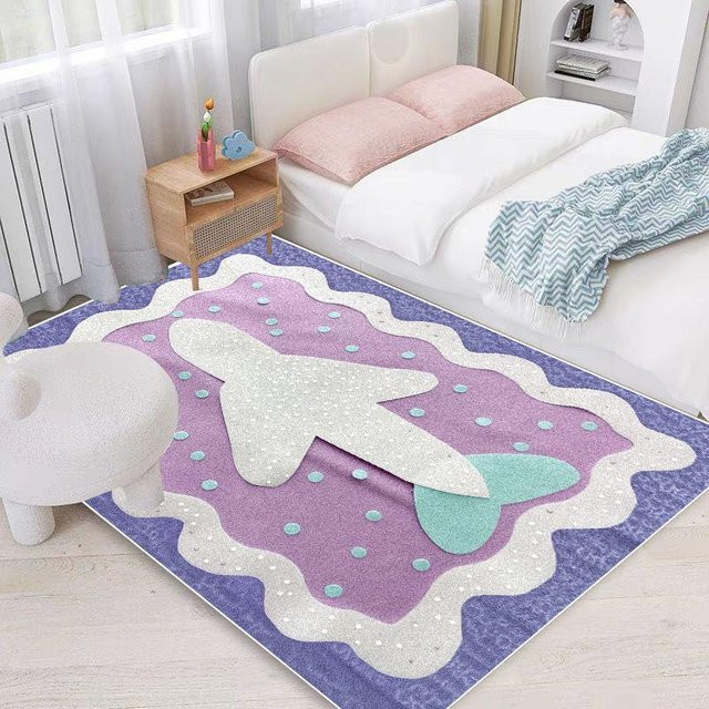 Flauschiger Plüschteppich Wucifang Jewelry in Lila mit Karomuster für Wohnzimmer und Kinderzimmer B: 100 cm, T: 160 cm - Bild 1