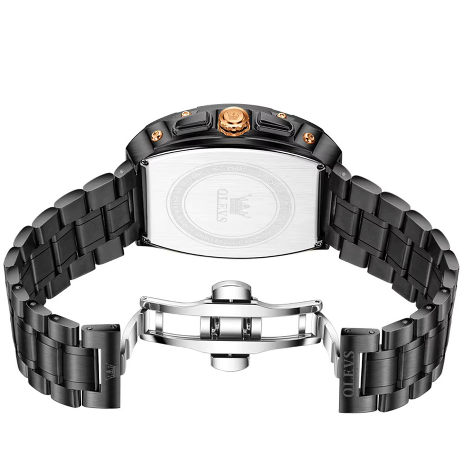 OLEVS Armbanduhr Edelstahl, Quarz, Schwarz, Herren - Bild 5