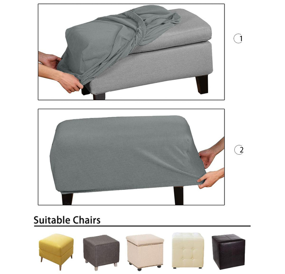 YZFZP Hockerbezug aus Jacquard-Stoff in Lichtgrau, abnehmbarer Ottoman-Bezug für Fußstützen, XL Size - Bild 2