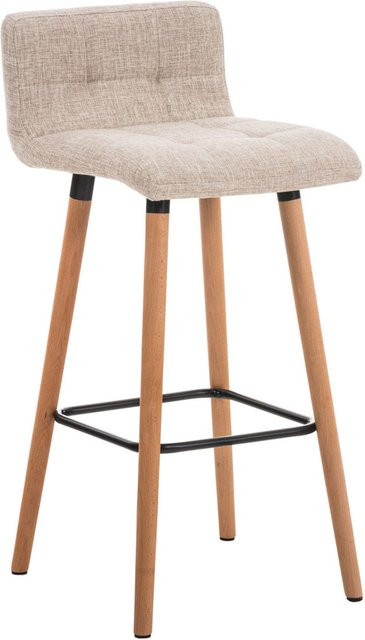 TPFLiving Barhocker London mit Holzgestell in Natur und Stoffbezug in Creme/Beige - Bild 1