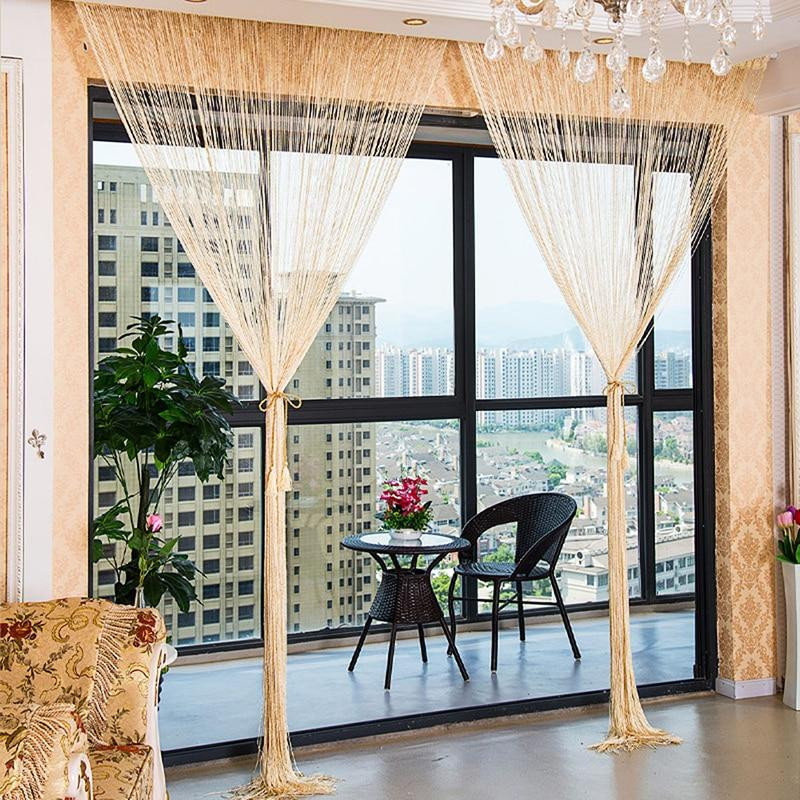 Glänzender Quasten-String-Vorhang in Silber mit Streifenmuster, B: 100 cm, H: 200 cm - Bild 3