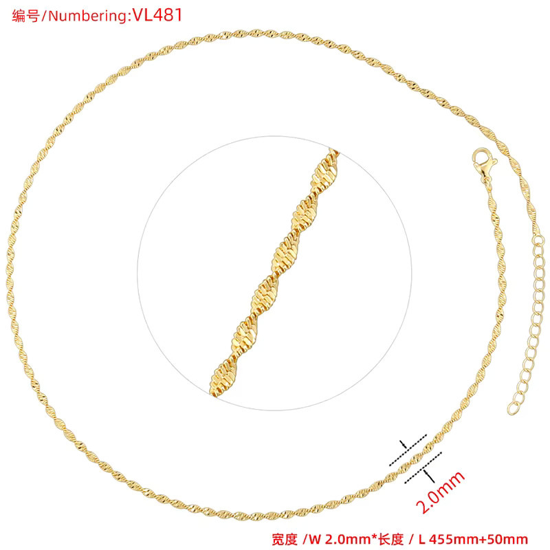 ZHUKOU Halskette, 18 Karat vergoldet, Messing, Gold, Unisex - Bild 2