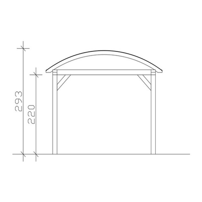 SKANHOLZ Carport Franken Bogendach aus Fichte Leimholz in Beige mit Doppelstegplatten, Höhe: 293 cm, Breite: 376 cm, Tiefe: 969 cm - Bild 3