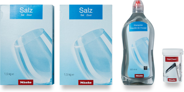 Miele Geschirrspülmittel Set mit Klarspüler und Salz, Blau, 500 ml, 3,016 kg - Bild 1
