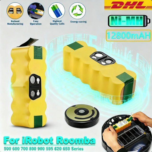 Ersatz Akku 14,4V 12,8Ah NI-Mh für iRobot Roomba 500 600 700 800 Serie in Gelb - Bild 1